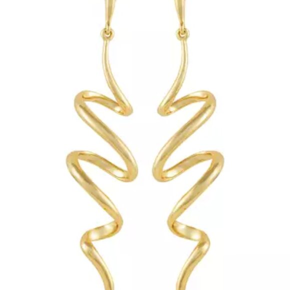 Vince Camuto Gold Tone Ribbon Linear Earrings - Picture 1 of 5